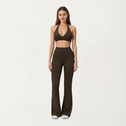 Anna-Kaci Active Women's High Waist Flare Leg Athletic Pants with Smooth Stretch Fabric and Contoured Supportive Fit for Comfortable Daily Movement