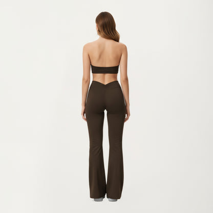 Anna-Kaci Active Women's High Waist Flare Leg Athletic Pants with Smooth Stretch Fabric and Contoured Supportive Fit for Comfortable Daily Movement