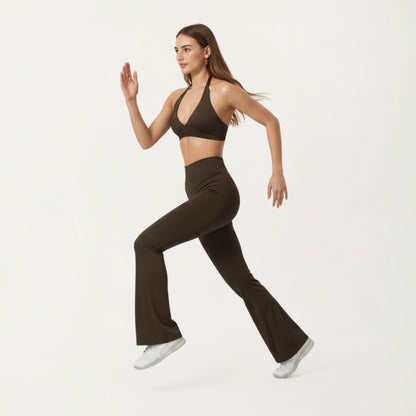 Anna-Kaci Active Women's High Waist Flare Leg Athletic Pants with Smooth Stretch Fabric and Contoured Supportive Fit for Comfortable Daily Movement