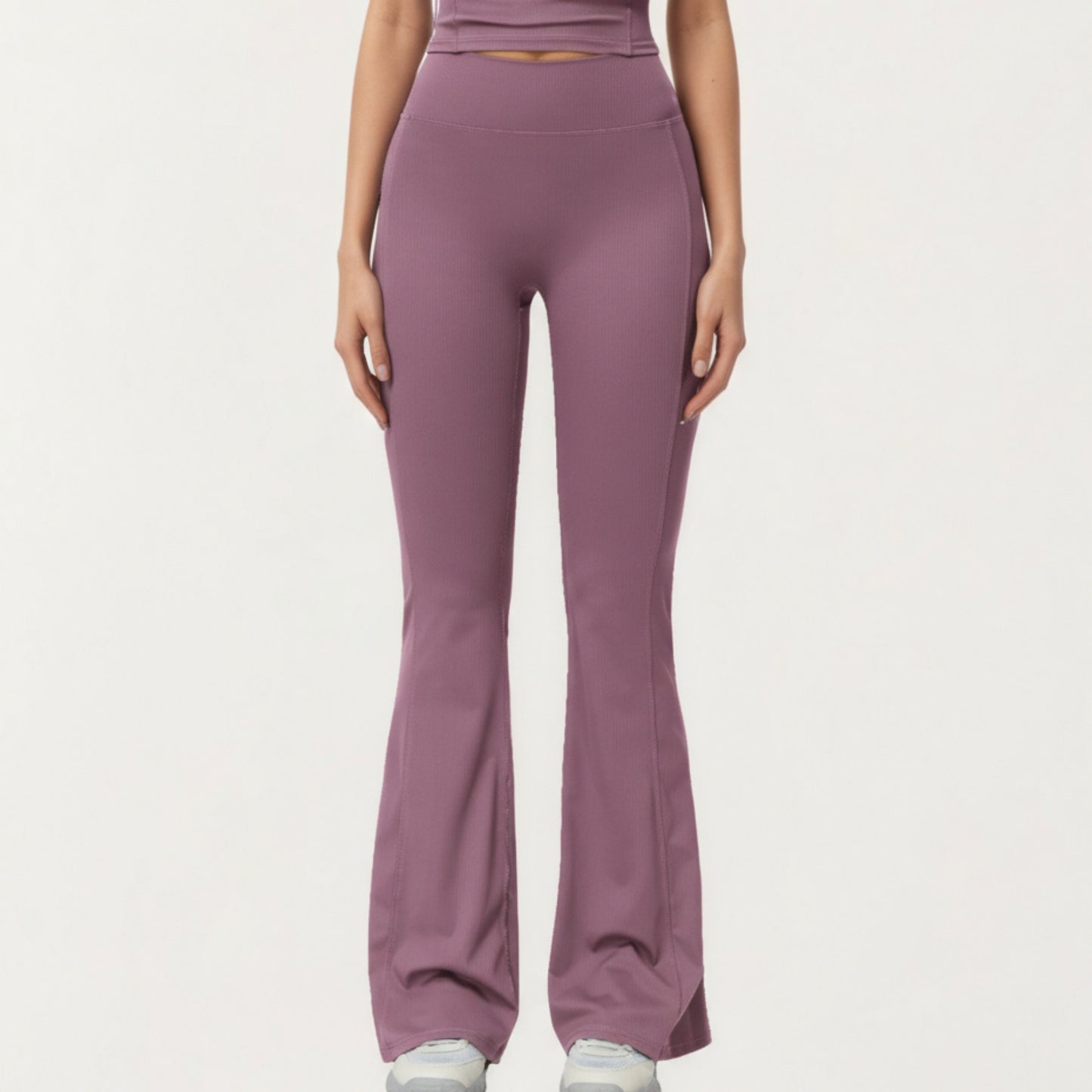 Anna-Kaci Active Women's High Waist Flare Leg Athletic Pants with Smooth Stretch Fabric and Contoured Supportive Fit for Comfortable Daily Movement