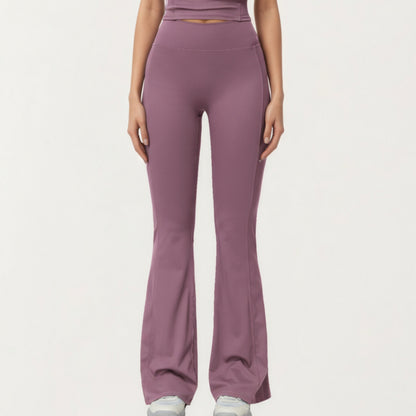 Anna-Kaci Active Women's High Waist Flare Leg Athletic Pants with Smooth Stretch Fabric and Contoured Supportive Fit for Comfortable Daily Movement