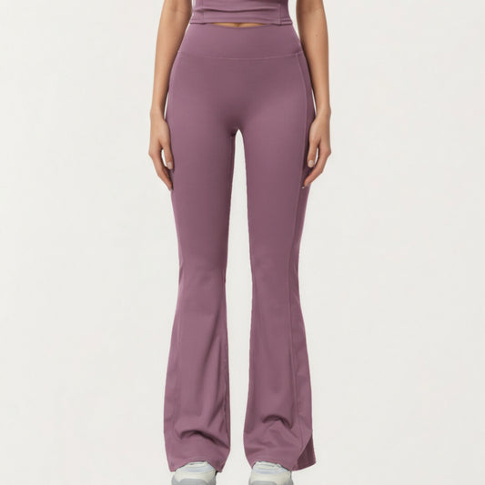 Anna-Kaci Active Women's High Waist Flare Leg Athletic Pants with Smooth Stretch Fabric and Contoured Supportive Fit for Comfortable Daily Movement