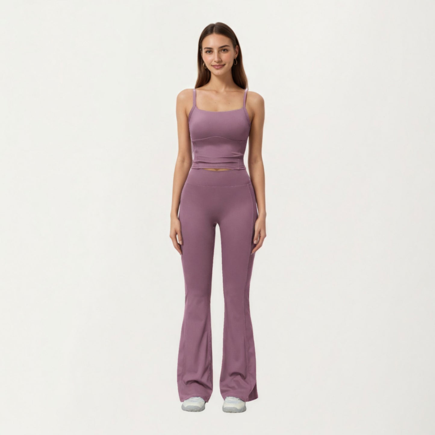 Anna-Kaci Active Women's High Waist Flare Leg Athletic Pants with Smooth Stretch Fabric and Contoured Supportive Fit for Comfortable Daily Movement