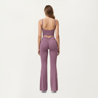 Anna-Kaci Active Women's High Waist Flare Leg Athletic Pants with Smooth Stretch Fabric and Contoured Supportive Fit for Comfortable Daily Movement