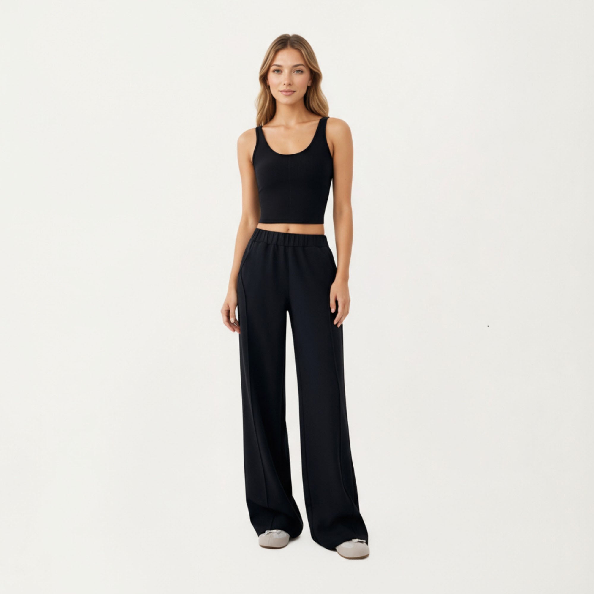 Anna-Kaci Active Women¡¯s Ribbed Cropped Active Tank Top with Soft Stretch Fabric Scoop Neckline Contoured Seam Detail