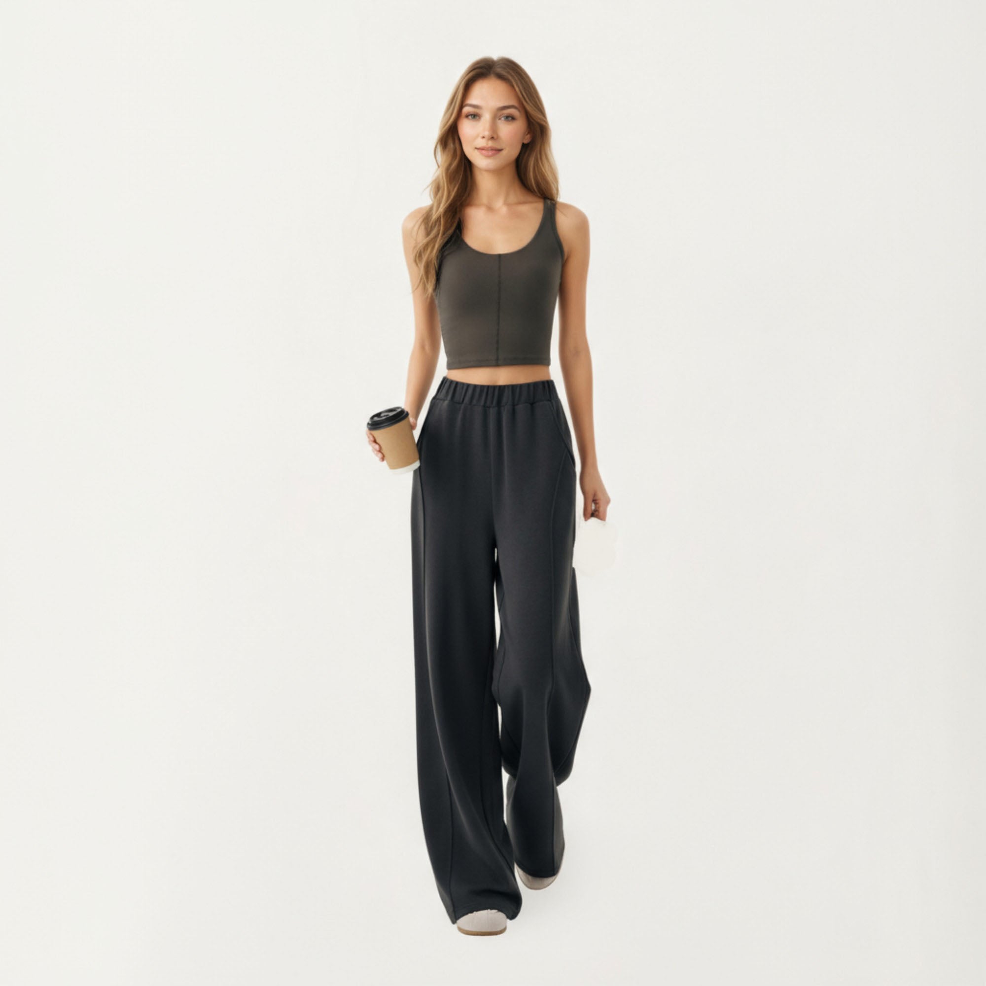 Anna-Kaci Active Women¡¯s Ribbed Cropped Active Tank Top with Soft Stretch Fabric Scoop Neckline Contoured Seam Detail