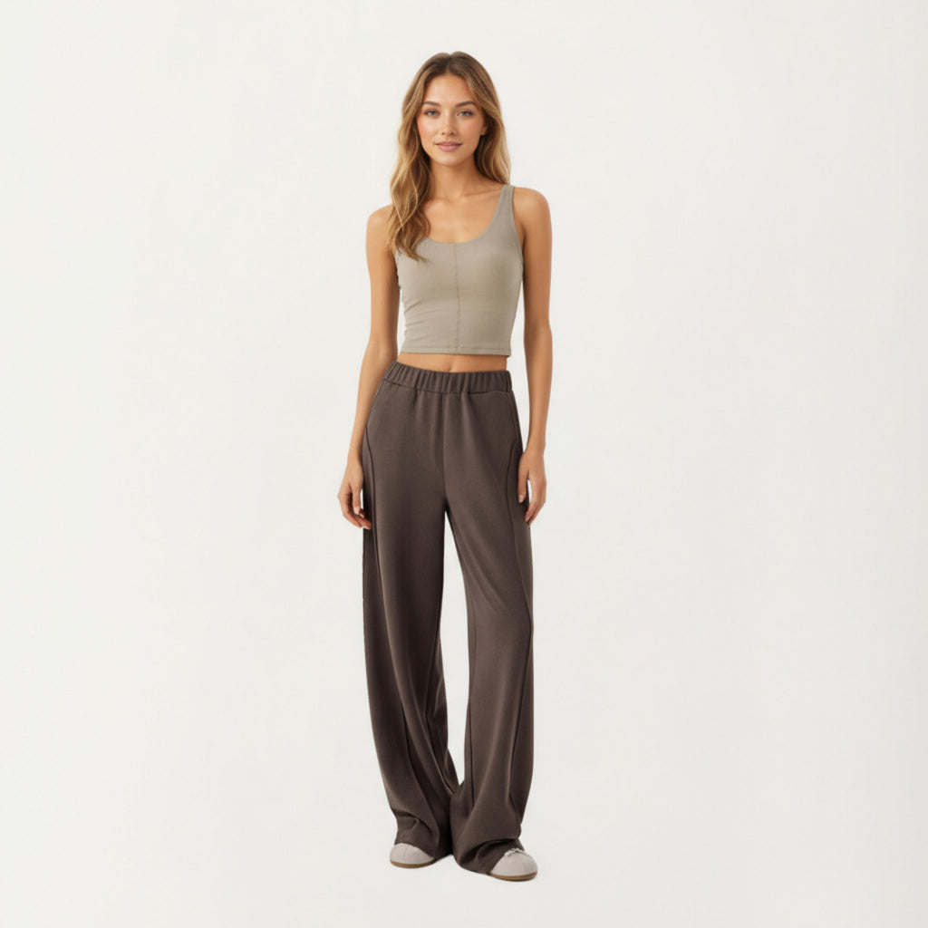 Anna-Kaci Active Women¡¯s Ribbed Cropped Active Tank Top with Soft Stretch Fabric Scoop Neckline Contoured Seam Detail