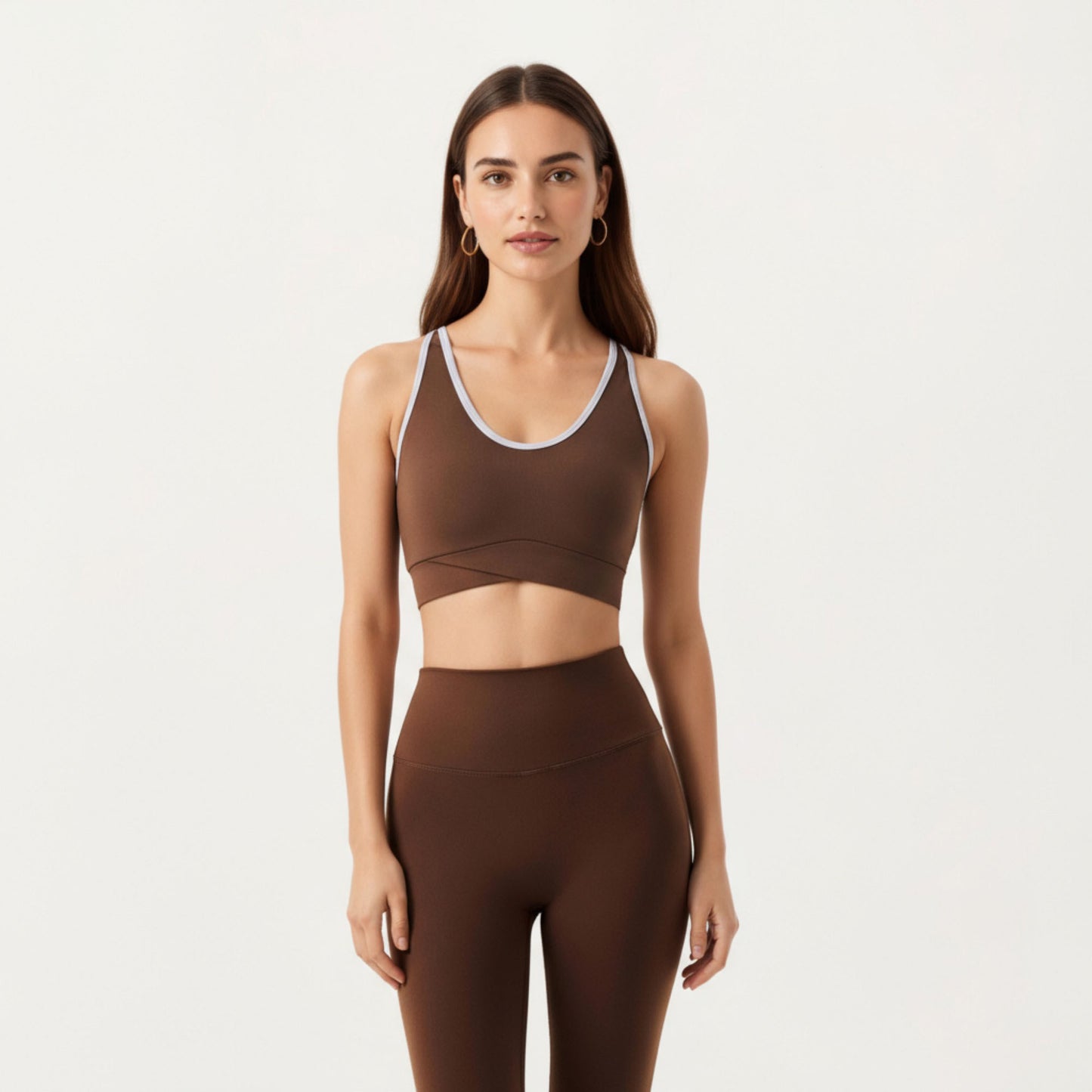 Anna-Kaci Active Women¡¯s Stretch Sports Bra with Scoop Neckline Contrast Trim and Supportive Wrapped Underband Design