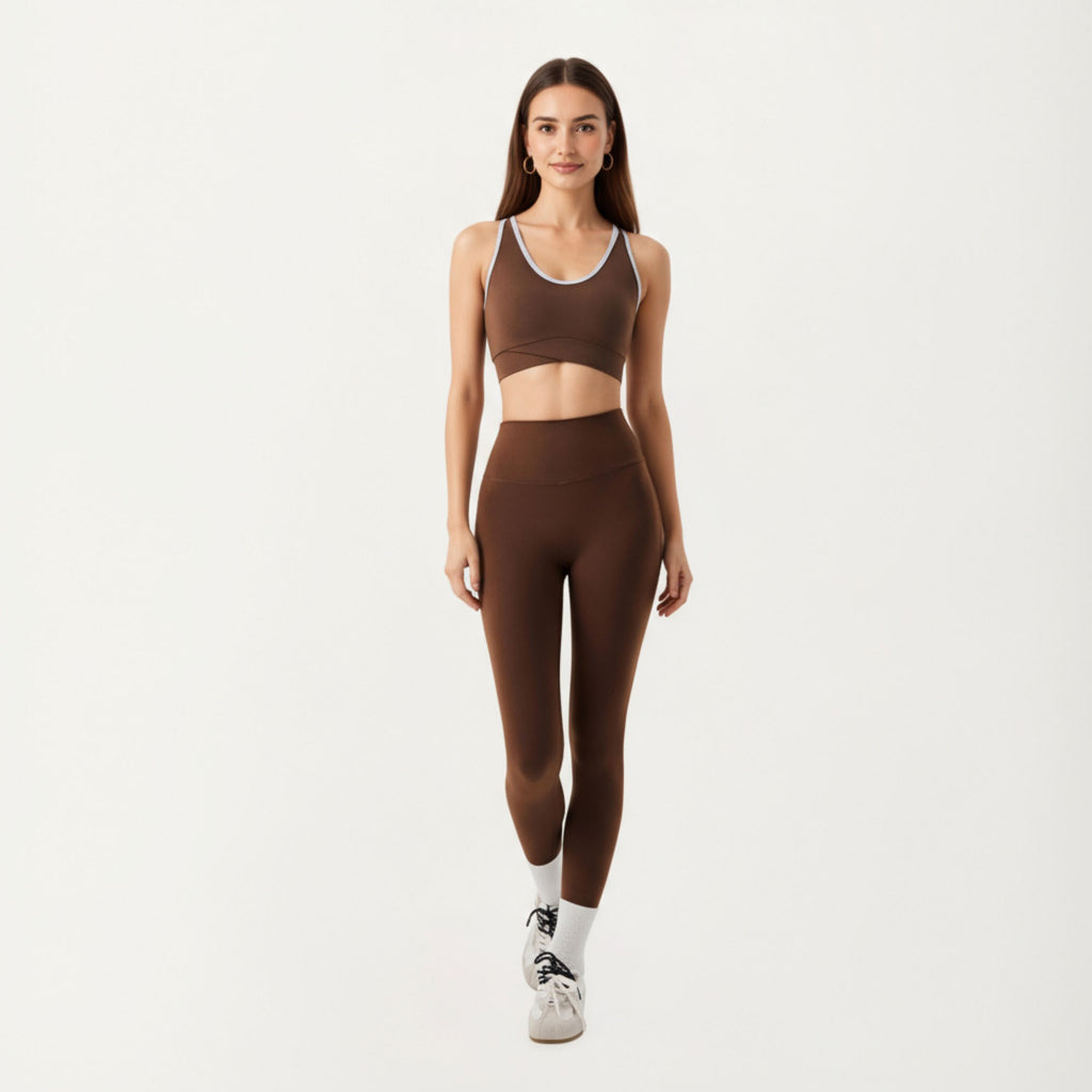 Anna-Kaci Active Women¡¯s Stretch Sports Bra with Scoop Neckline Contrast Trim and Supportive Wrapped Underband Design
