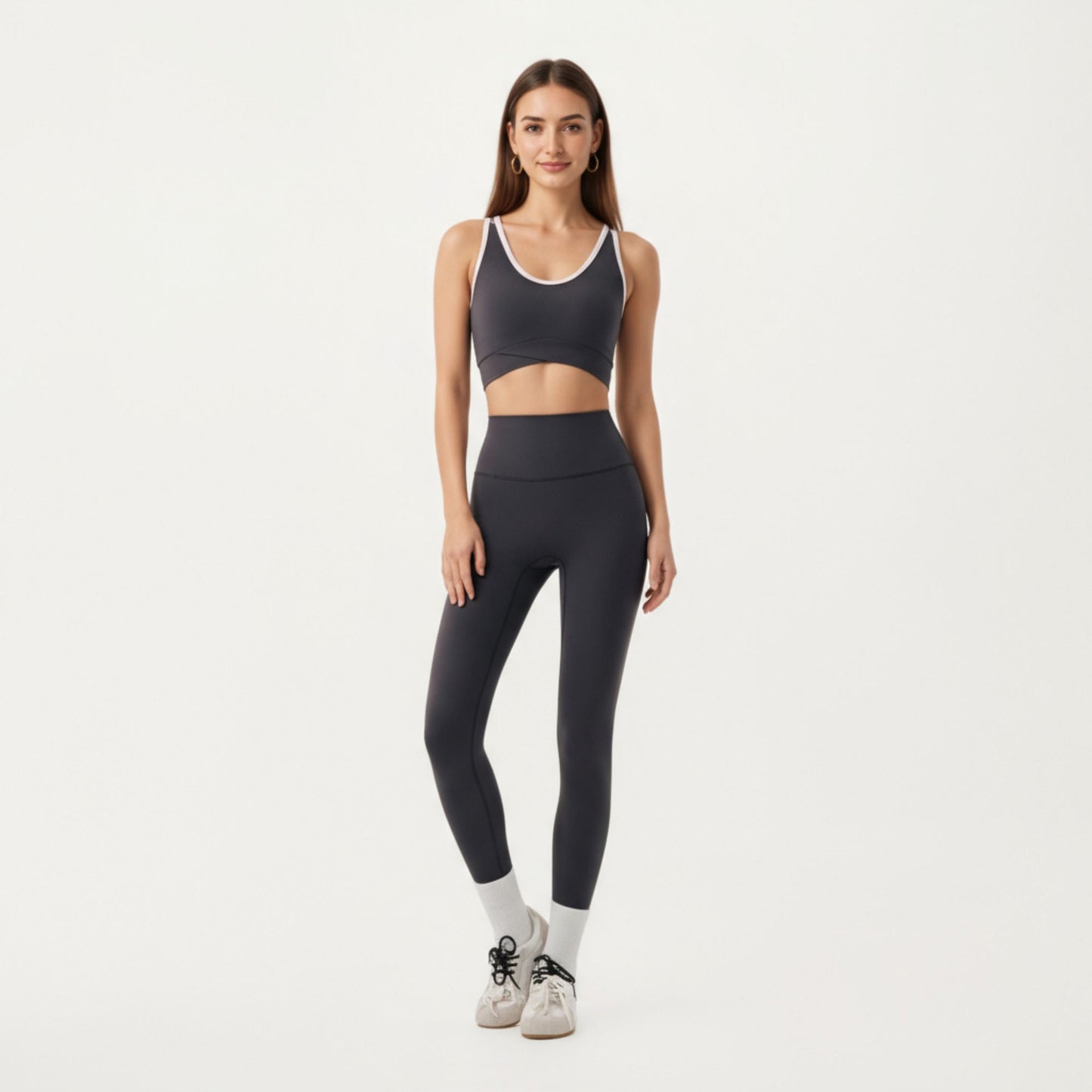 Anna-Kaci Active Women¡¯s Stretch Sports Bra with Scoop Neckline Contrast Trim and Supportive Wrapped Underband Design