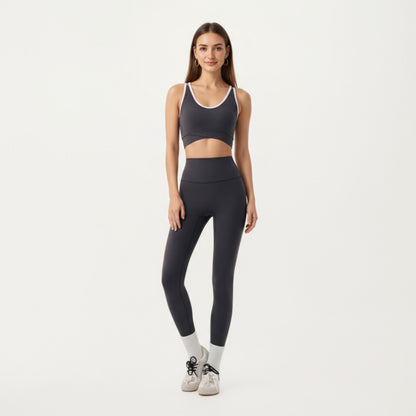 Anna-Kaci Active Women¡¯s Stretch Sports Bra with Scoop Neckline Contrast Trim and Supportive Wrapped Underband Design