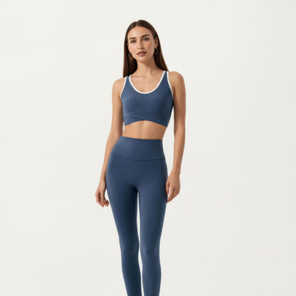 Anna-Kaci Active Women¡¯s Stretch Sports Bra with Scoop Neckline Contrast Trim and Supportive Wrapped Underband Design