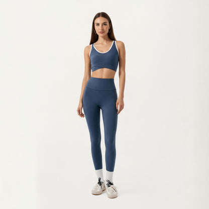 Anna-Kaci Active Women¡¯s Stretch Sports Bra with Scoop Neckline Contrast Trim and Supportive Wrapped Underband Design