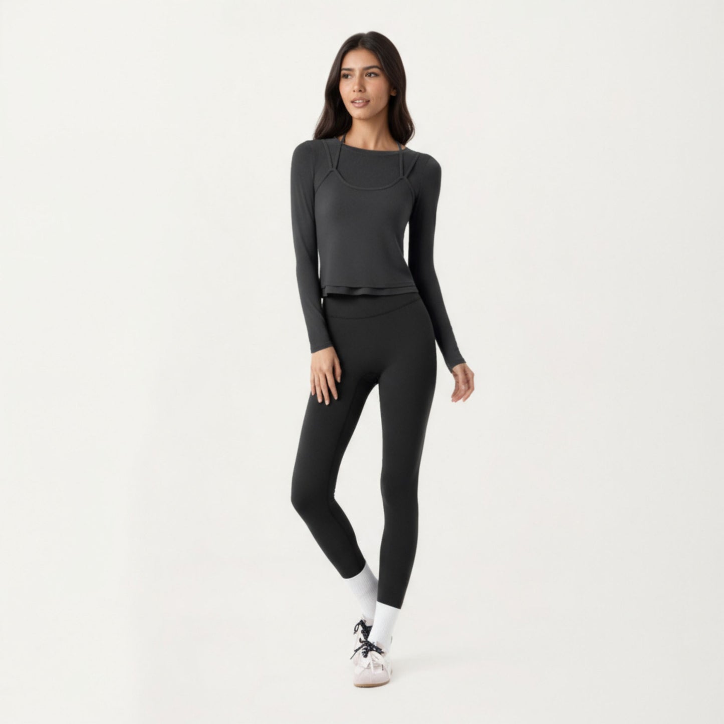 Anna-Kaci Active Women¡¯s Long Sleeve Active Top with Layered Strap Detail Slim Contoured Fit and Modern Minimal Silhouette