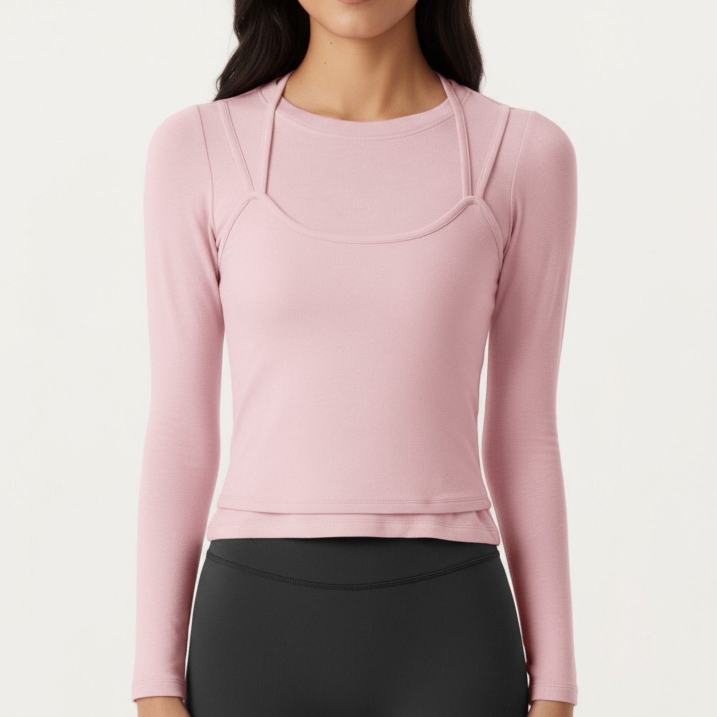 Anna-Kaci Active Women¡¯s Long Sleeve Active Top with Layered Strap Detail Slim Contoured Fit and Modern Minimal Silhouette