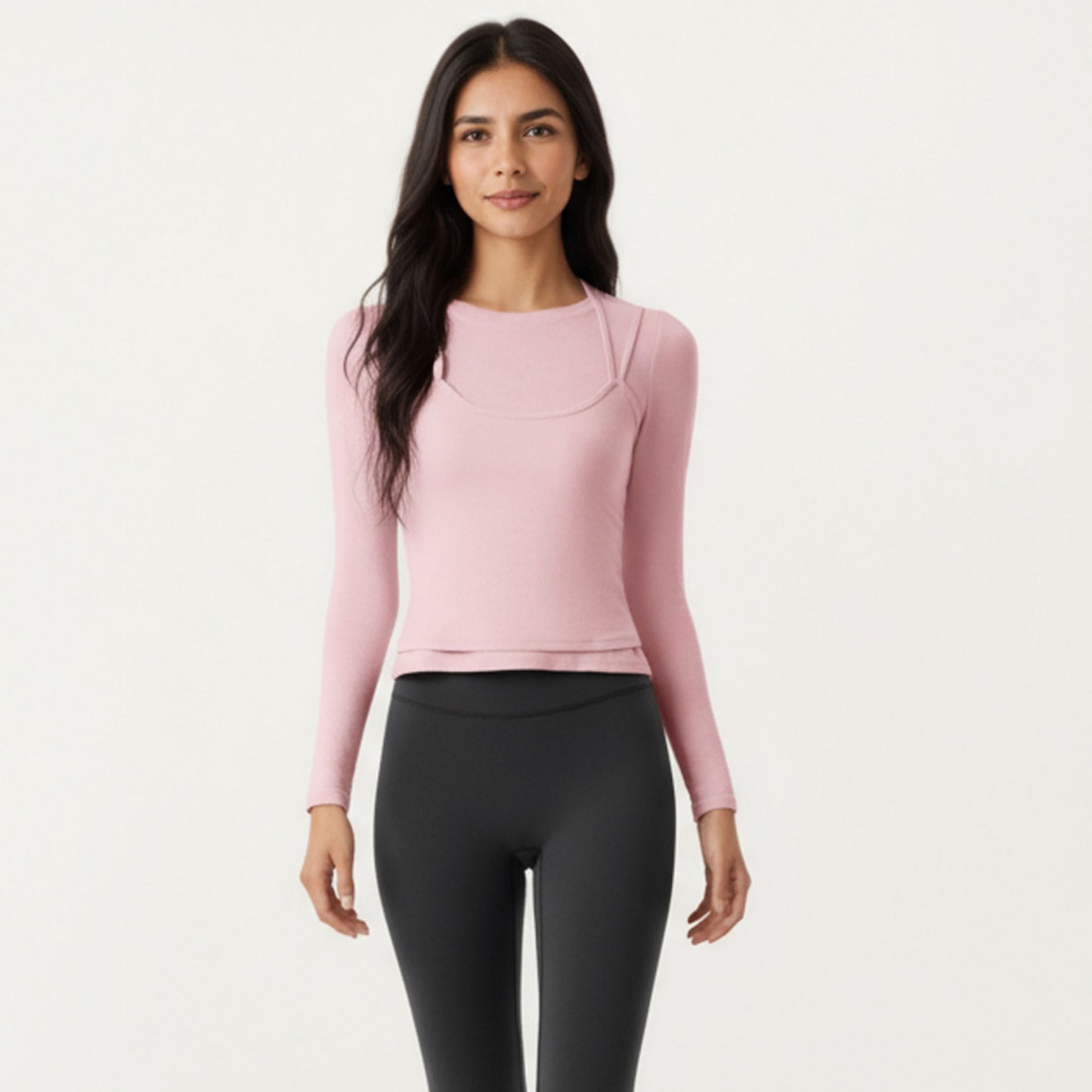 Anna-Kaci Active Women¡¯s Long Sleeve Active Top with Layered Strap Detail Slim Contoured Fit and Modern Minimal Silhouette