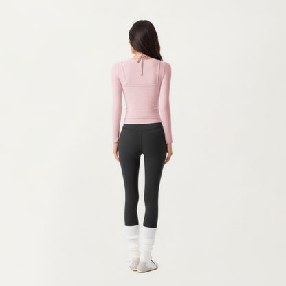 Anna-Kaci Active Women¡¯s Long Sleeve Active Top with Layered Strap Detail Slim Contoured Fit and Modern Minimal Silhouette
