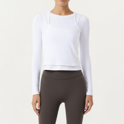 Anna-Kaci Active Women¡¯s Long Sleeve Active Top with Layered Strap Detail Slim Contoured Fit and Modern Minimal Silhouette