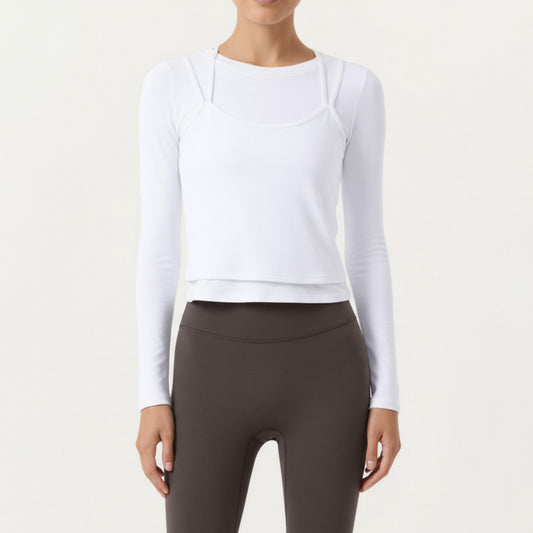 Anna-Kaci Active Women¡¯s Long Sleeve Active Top with Layered Strap Detail Slim Contoured Fit and Modern Minimal Silhouette