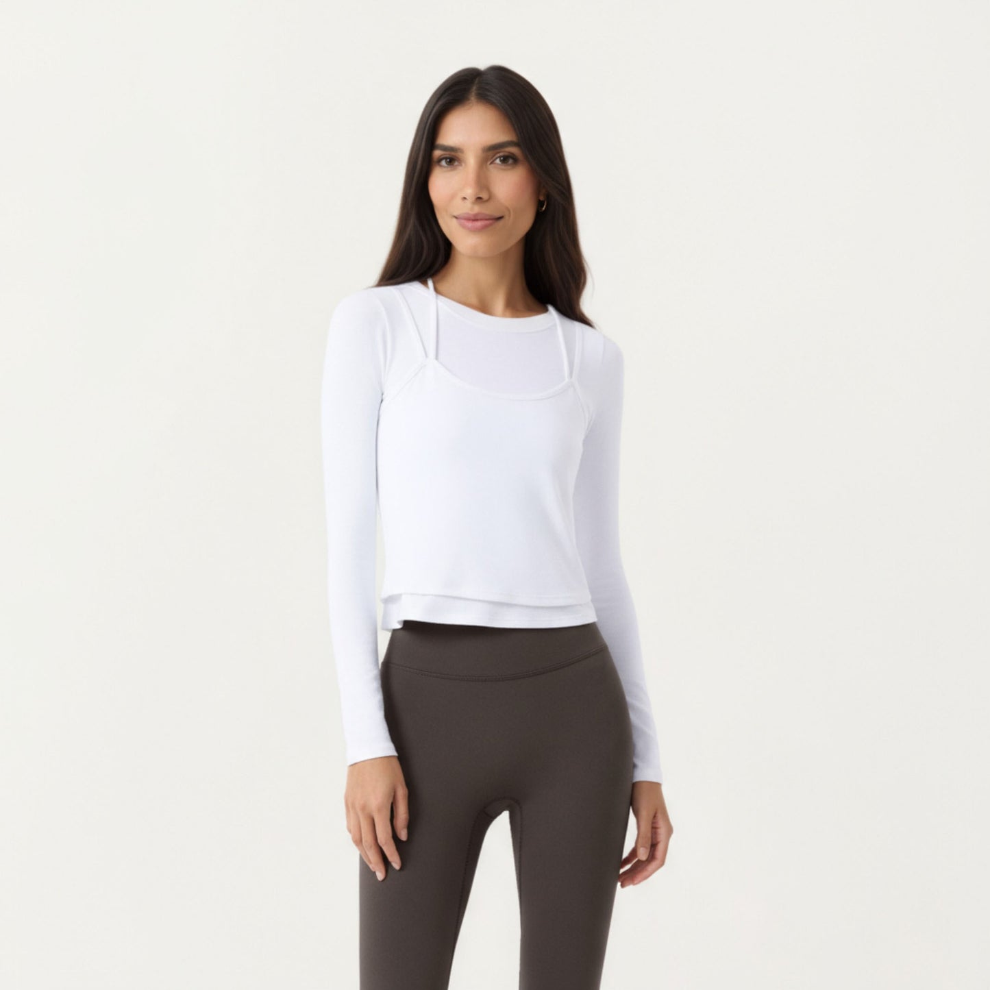 Anna-Kaci Active Women¡¯s Long Sleeve Active Top with Layered Strap Detail Slim Contoured Fit and Modern Minimal Silhouette