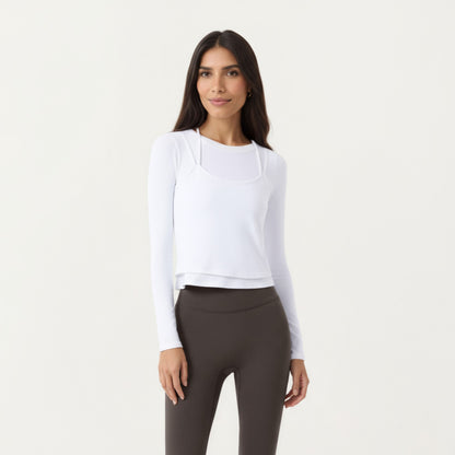 Anna-Kaci Active Women¡¯s Long Sleeve Active Top with Layered Strap Detail Slim Contoured Fit and Modern Minimal Silhouette