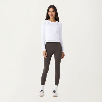 Anna-Kaci Active Women¡¯s Long Sleeve Active Top with Layered Strap Detail Slim Contoured Fit and Modern Minimal Silhouette
