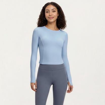 Anna-Kaci Active Women¡¯s Long Sleeve Fitted Active Top with Smooth Stretch Fabric Contoured Seaming