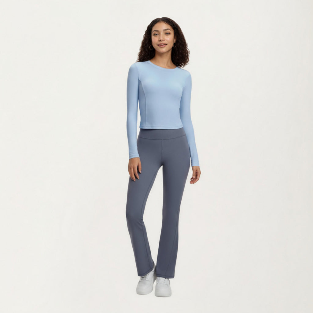 Anna-Kaci Active Women¡¯s Long Sleeve Fitted Active Top with Smooth Stretch Fabric Contoured Seaming