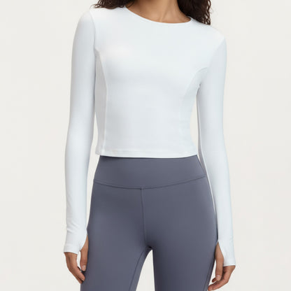 Anna-Kaci Active Women¡¯s Long Sleeve Fitted Active Top with Smooth Stretch Fabric Contoured Seaming
