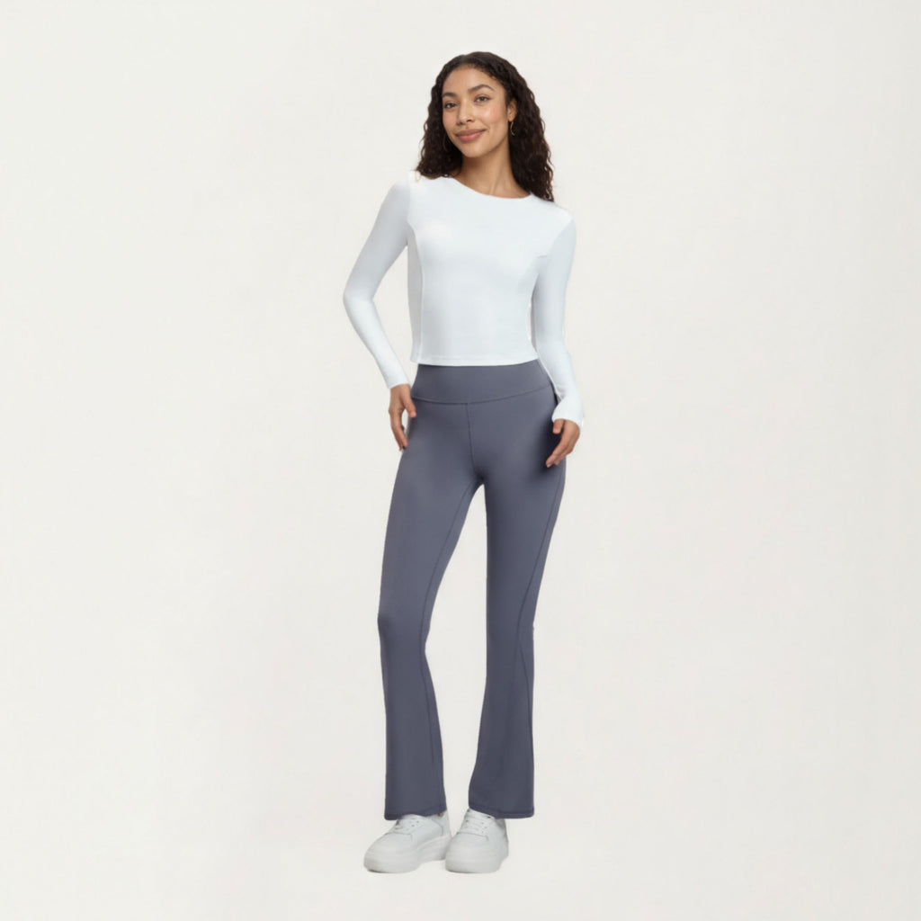 Anna-Kaci Active Women¡¯s Long Sleeve Fitted Active Top with Smooth Stretch Fabric Contoured Seaming