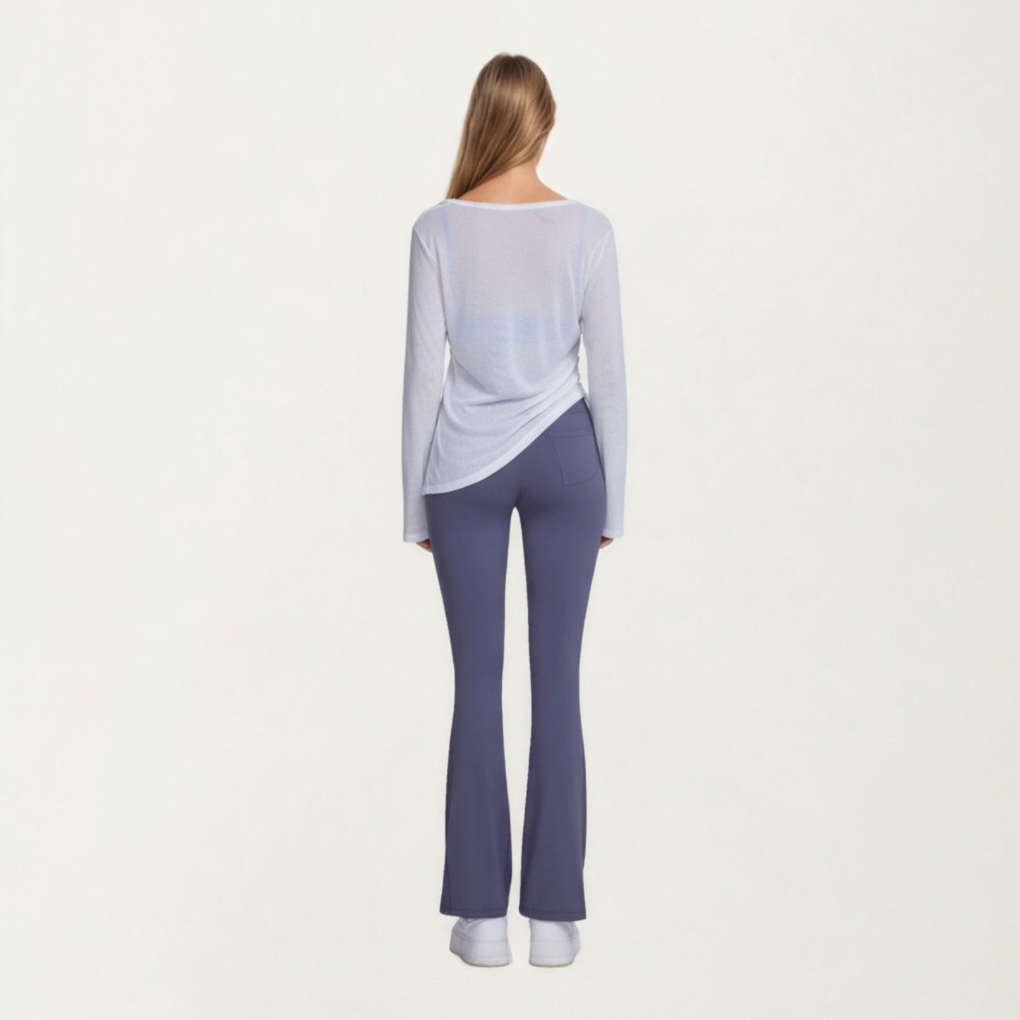 Anna-Kaci Active Women¡¯s Long Sleeve V Neck Top with Soft Textured Fabric Relaxed Draped Silhouette and Curved Hemline