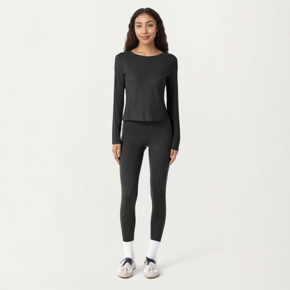 Anna-Kaci Active Women¡¯s Long Sleeve Active Top with Soft Stretch Fabric Crew Neckline Clean Minimal Silhouette