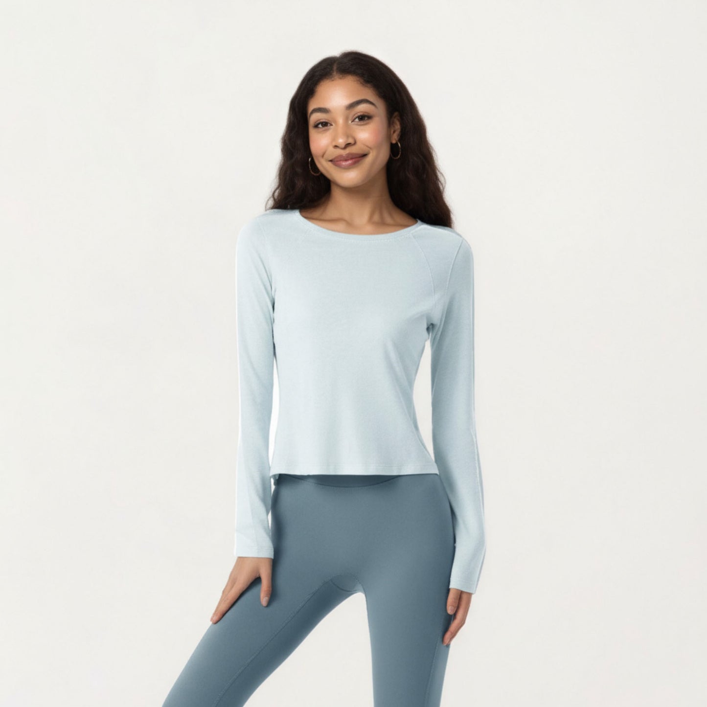 Anna-Kaci Active Women¡¯s Long Sleeve Active Top with Soft Stretch Fabric Crew Neckline Clean Minimal Silhouette