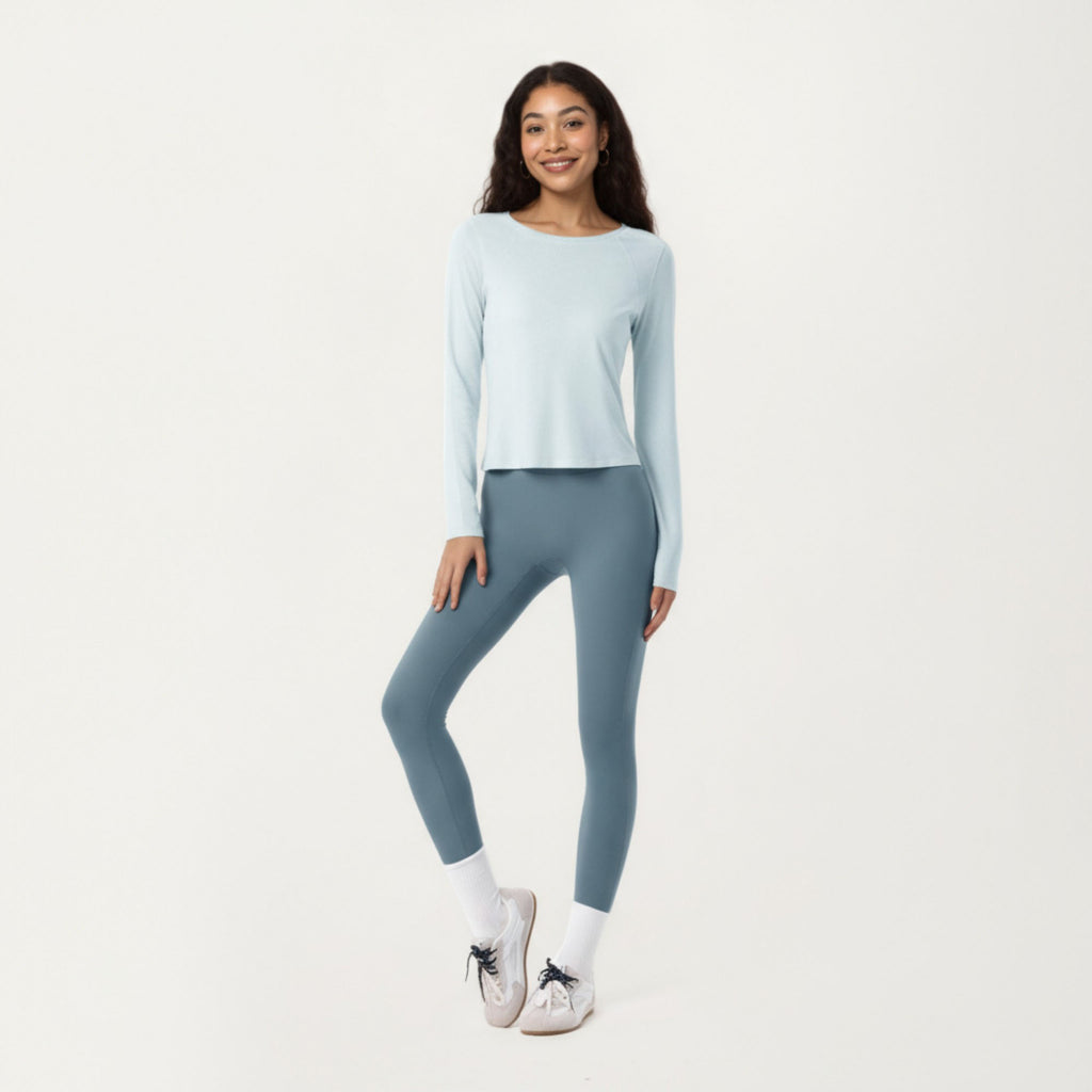 Anna-Kaci Active Women¡¯s Long Sleeve Active Top with Soft Stretch Fabric Crew Neckline Clean Minimal Silhouette