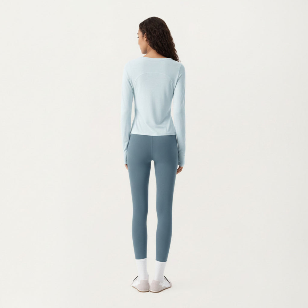 Anna-Kaci Active Women¡¯s Long Sleeve Active Top with Soft Stretch Fabric Crew Neckline Clean Minimal Silhouette