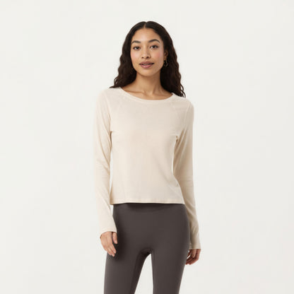 Anna-Kaci Active Women¡¯s Long Sleeve Active Top with Soft Stretch Fabric Crew Neckline Clean Minimal Silhouette