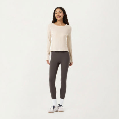 Anna-Kaci Active Women¡¯s Long Sleeve Active Top with Soft Stretch Fabric Crew Neckline Clean Minimal Silhouette