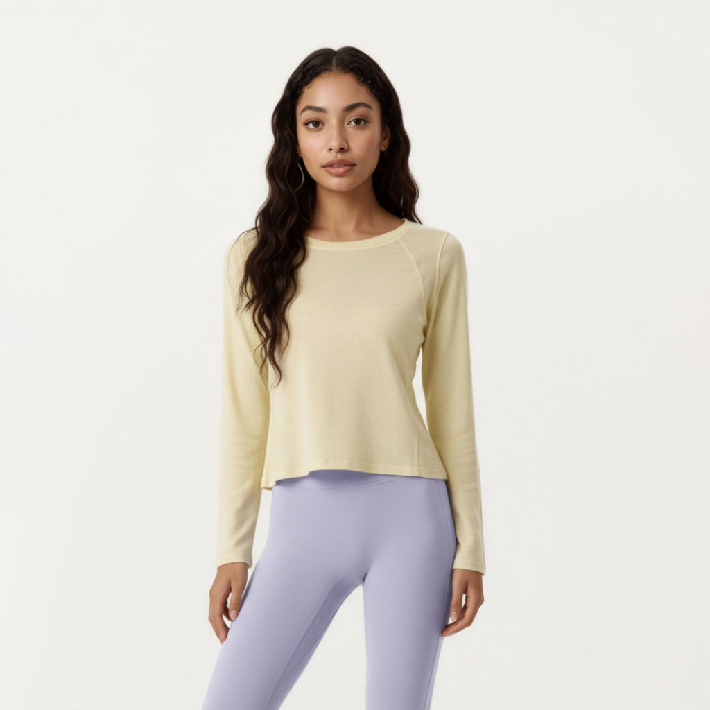 Anna-Kaci Active Women¡¯s Long Sleeve Active Top with Soft Stretch Fabric Crew Neckline Clean Minimal Silhouette