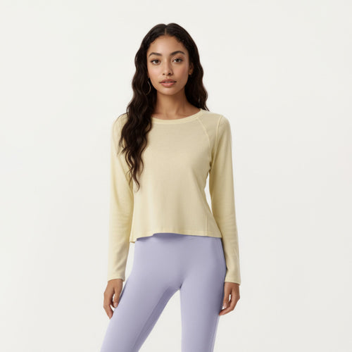 Anna-Kaci Active Women¡¯s Long Sleeve Active Top with Soft Stretch Fabric Crew Neckline Clean Minimal Silhouette