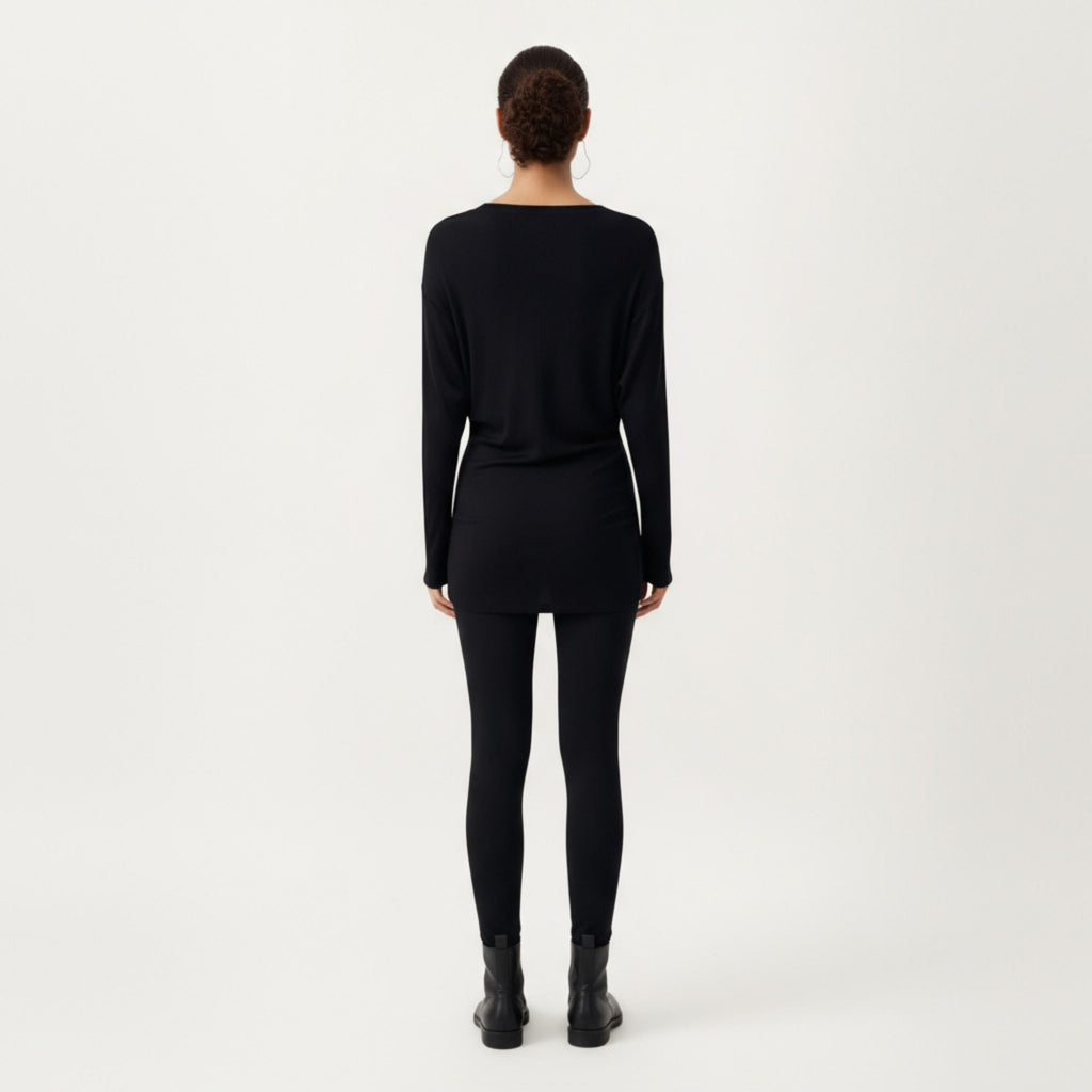 Anna-Kaci Active Women¡¯s Off Shoulder Long Sleeve Top with Soft Stretch Fabric Relaxed Draped Fit and Extended Hemline