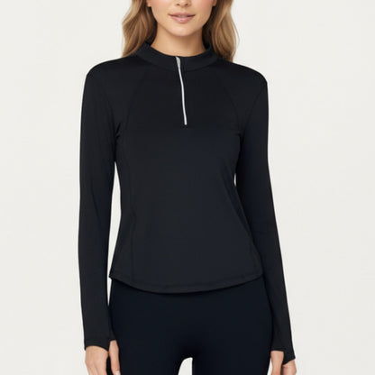Anna-Kaci Active Women¡¯s Long Sleeve Active Top with High Neck Half Zip Front Smooth Stretch Fabric and Contoured Fit