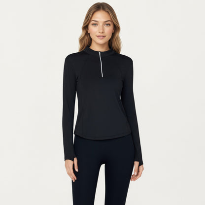 Anna-Kaci Active Women¡¯s Long Sleeve Active Top with High Neck Half Zip Front Smooth Stretch Fabric and Contoured Fit