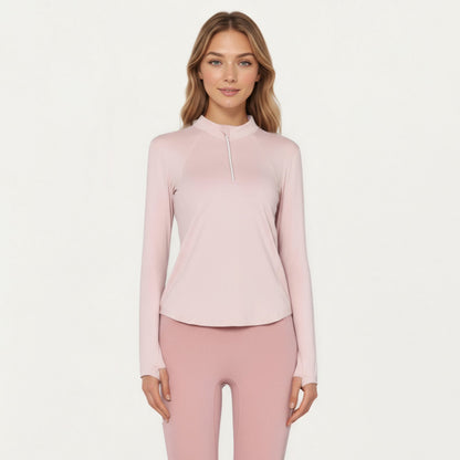 Anna-Kaci Active Women¡¯s Long Sleeve Active Top with High Neck Half Zip Front Smooth Stretch Fabric and Contoured Fit