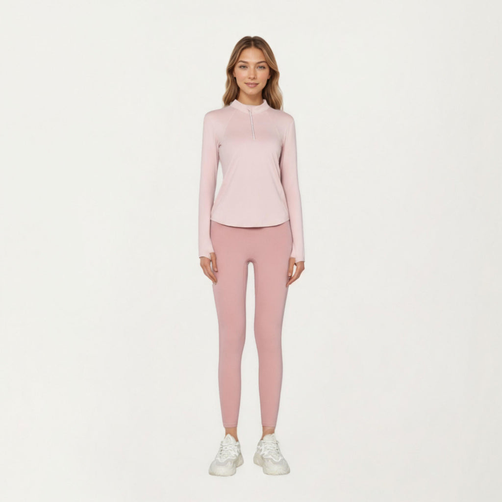 Anna-Kaci Active Women¡¯s Long Sleeve Active Top with High Neck Half Zip Front Smooth Stretch Fabric and Contoured Fit