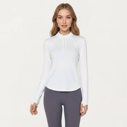 Anna-Kaci Active Women¡¯s Long Sleeve Active Top with High Neck Half Zip Front Smooth Stretch Fabric and Contoured Fit