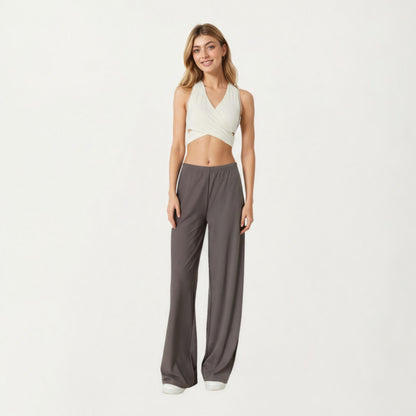 Anna-Kaci Active Women¡¯s High Waist Wide Leg Lounge Pants with Soft Stretch Fabric Adjustable Drawstring Waistband