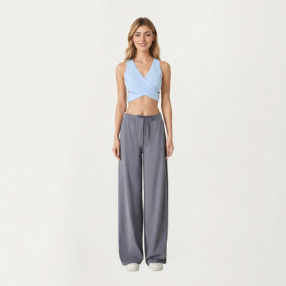 Anna-Kaci Active Women¡¯s High Waist Wide Leg Lounge Pants with Soft Stretch Fabric Adjustable Drawstring Waistband
