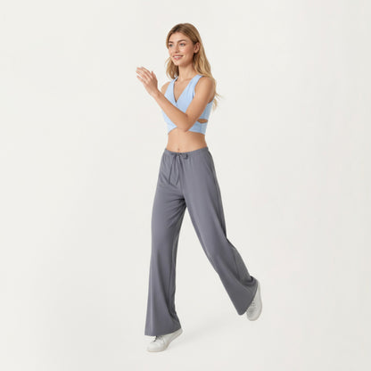 Anna-Kaci Active Women¡¯s High Waist Wide Leg Lounge Pants with Soft Stretch Fabric Adjustable Drawstring Waistband