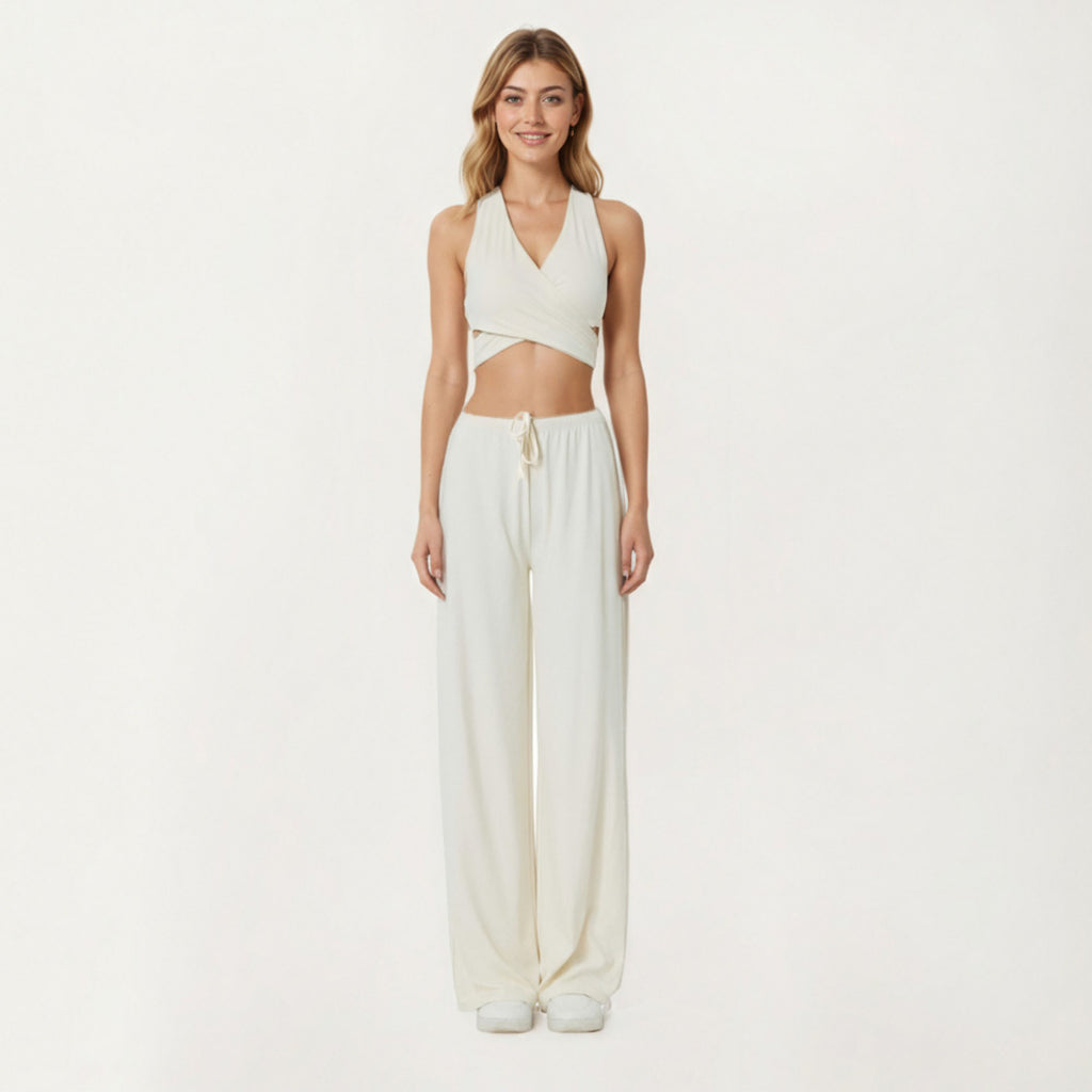 Anna-Kaci Active Women¡¯s High Waist Wide Leg Lounge Pants with Soft Stretch Fabric Adjustable Drawstring Waistband