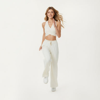 Anna-Kaci Active Women¡¯s High Waist Wide Leg Lounge Pants with Soft Stretch Fabric Adjustable Drawstring Waistband